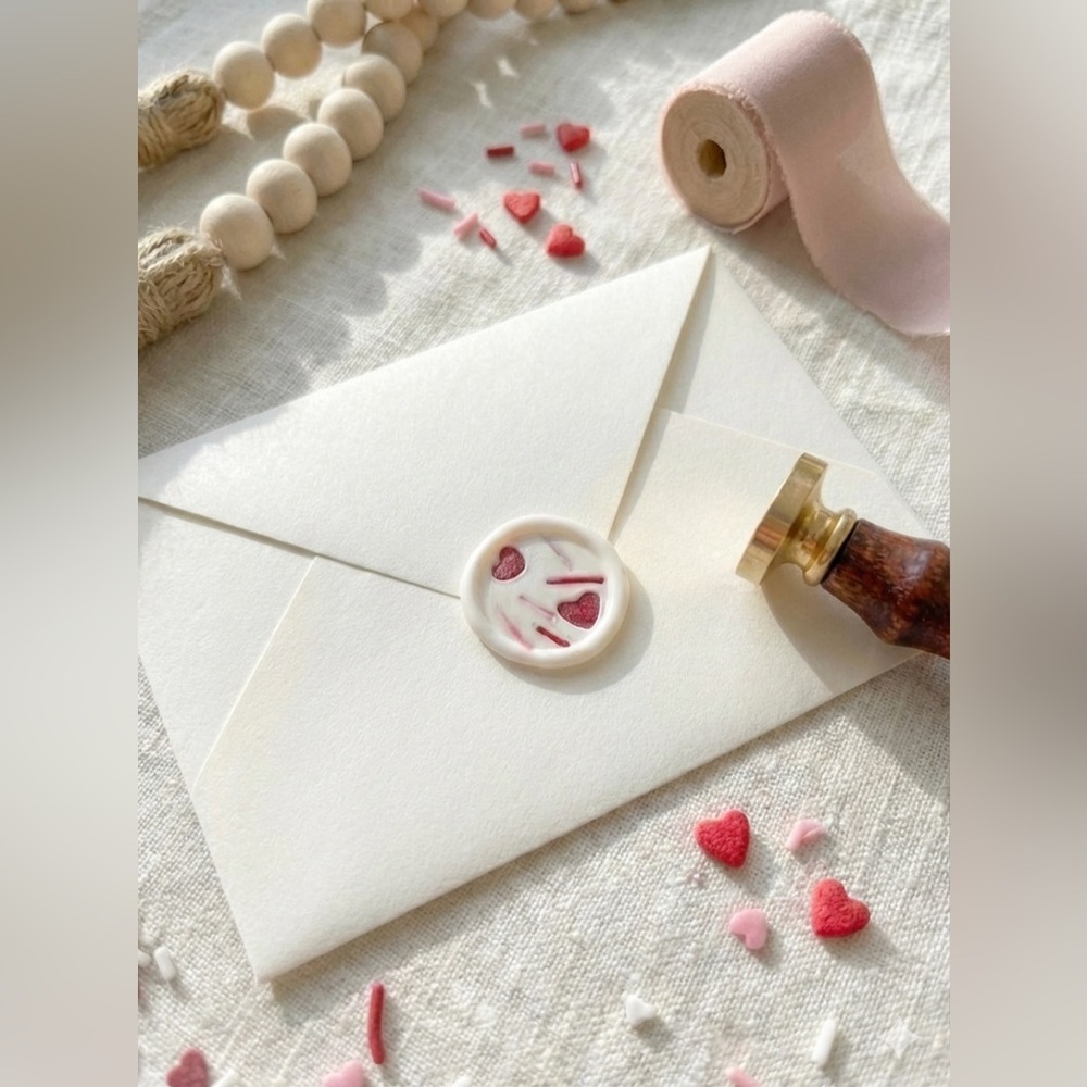 Royal Icing Sprinkle Wax Seals Peel & Stick Faux Icing Valentine Wedding Invite - Picture 16 of 16